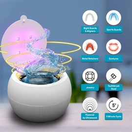 Remi Ultrasonic Cleaner - Compact, Portable, Chemical-Free Cleaning Device for Mouthguards, Retainers, Dentures, and Jewelry - Gentle Cleaning