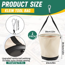 SilTriangle Heavy Duty Tool Canvas Bucket 12 x 12 x 9 Inches Tapered Wall Bucket Bag Plastic Bottom Universal High Weight Load Tool Bag, Load Capacity up to 100 Lbs, 16 oz Canvas(No Inner Pockets)