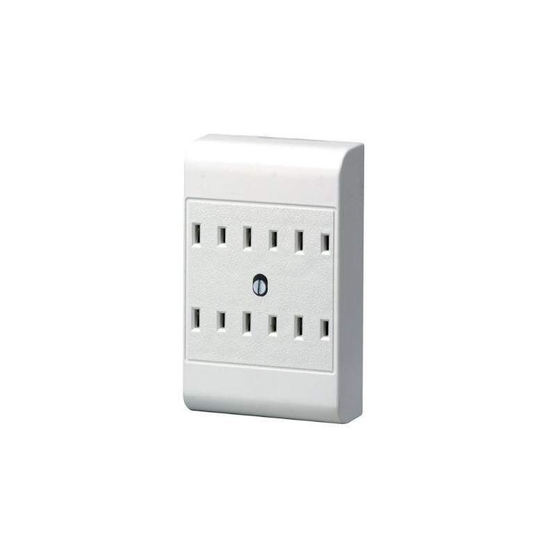 Leviton 49687-W 15 Amp, 125 Volt, 2-Wire, 6-Outlet Adapter, White