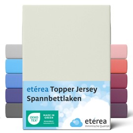 etérea Jersey Topper, Divan Bed Fitted Sheet - 100% Cotton - for a Topper Height of 5 - 10 cm