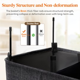 Lifewit 180L Extra Large Laundry Hamper with Lid, Laundry Basket 3 Section with Removable Washing Bags, Divided 3 Compartments Laundry Sorter Organizer for Bedroom Bathroom Laundry Room, Dark Gray