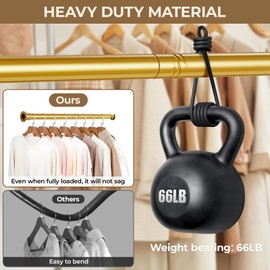 Mavivegue Closet Rod, 17 to 43 Inch Gold Adjustable Closet Rods for Hanging Clothes, Hanging Rod for Closet Wardrobes Laundry RV, Bathroom