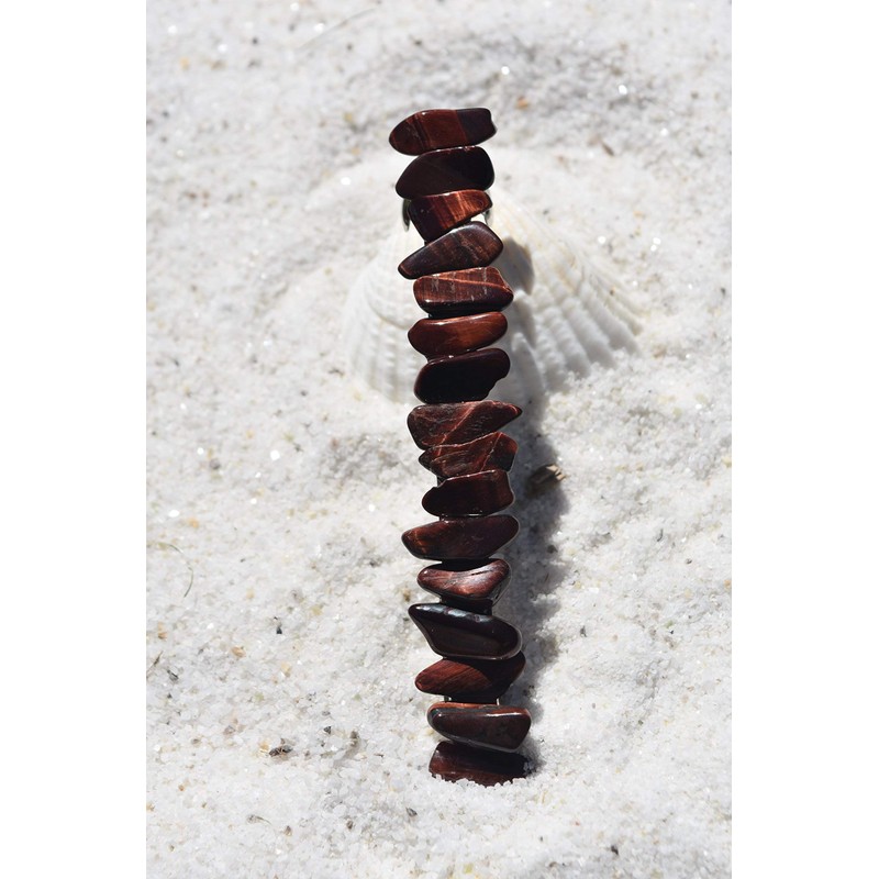 Red Tiger's Eye Stone French Barrette Hair Clip 4" or