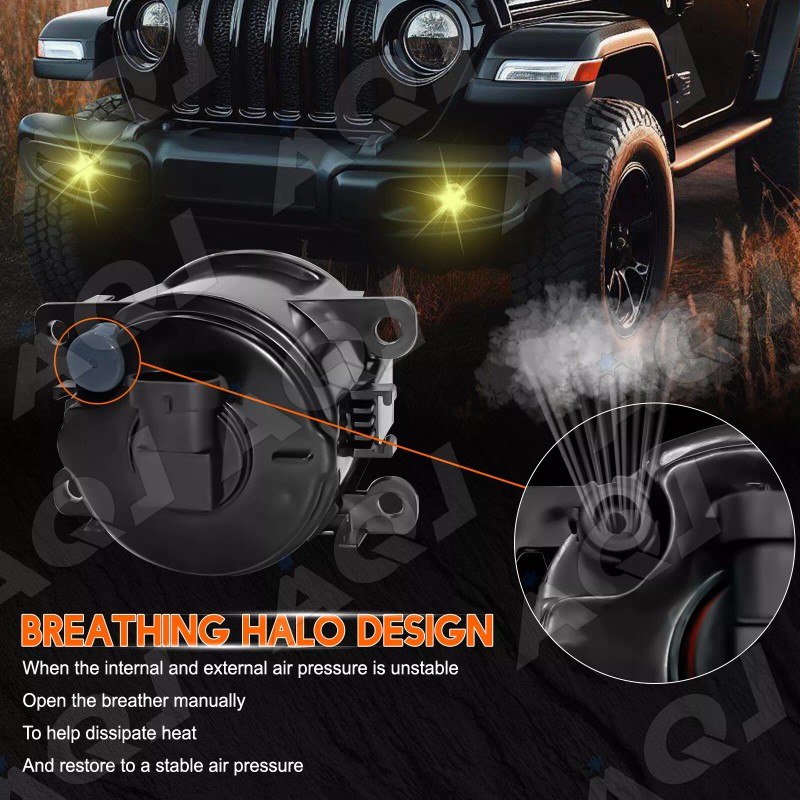 AQJ Pair Front Bumper Yellow LED Fog Light Driving Lamp