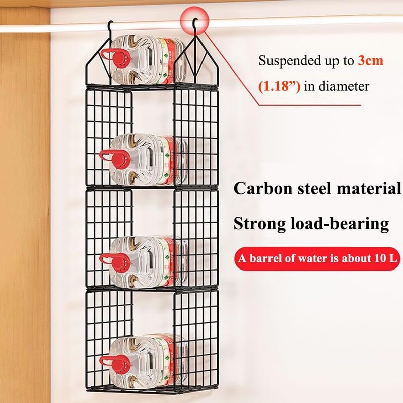 Yagizaai Hanging Closet Organizer, Carbon Steel 5-Shelf Hanging Storage, Collapsible