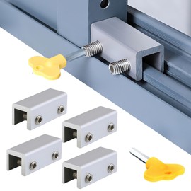 Adjustable Sliding Window Locks with Keys (4 Sets Silver) - Security Lock for Sliding Windows & Patio Doors, No-Drilling Easy Install Child Safety Anti-Theft, Aluminum Alloy