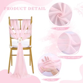 Pink Chair Sashes Wedding Decorations: 32 Pieces 8ft Long Tulle Chair Sashes Cover - Birthday Party Banquet