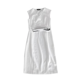 Allegra K Sheath Dress for Women's Sleeveless V Neck Business Office Belt Pencil Dresses Medium White