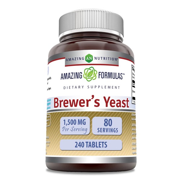 Amazing Formulas Brewers Yeast 1500mg Per Serving 240 Tablets Supplement | Non-GMO | Gluten Free | Made in USA