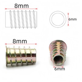 NACX M6 x 8mm Threaded Inserts Nuts, Hex Drive Threaded Wood Inserts, Threaded Wood Inserts Bolt Fastener Connector Hex Socket Drive for Wood Furniture, 100Pcs, C982-984