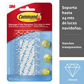 Command 3M Ganchos Adhesivos Decorativos Removibles, Mini, Transparentes, 20 und por paquete, Decora sin dañar tus paredes