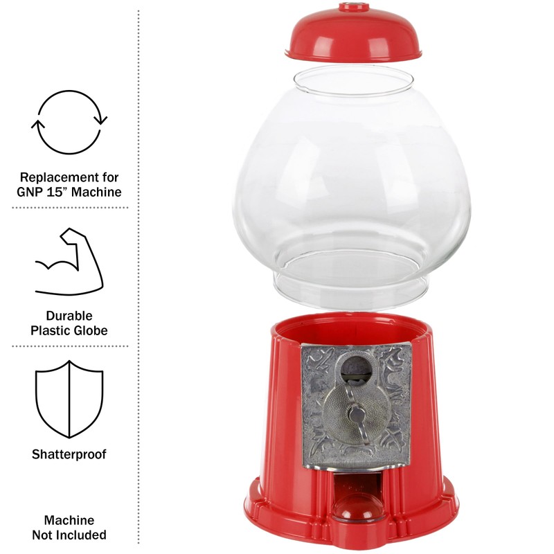 15-Inch Gumball Machine Globe Replacement - Shatterproof Plastic Bowl to