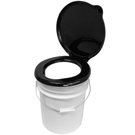 ASR Outdoor Camping Toilet, 5 Gallon Bucket Portable Toilet Seat with Lid, Camping Essentials Emergency Preparedness Items, Black