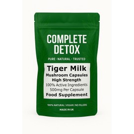 Tiger Milk Mushroom Capsules 500mg | High Strength | Pure & Natural Supplement | No Fillers or Binders | Vegan | Cognitive & Immune Support | Made in UK by Complete Detox