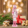 LIOOBO Pink Christmas Nutcracker: Pink Nutcracker Figures, 14-Inch Wooden Nutcracker,