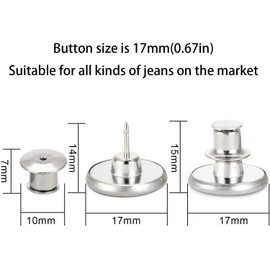 6PCS Perfect Fit Instant Button Pin, Instant jeans Buttons tightener, Jean Replacement Buttons Removable Button for loose jeans No Sew Buttons to Extend or Reduce an Inch to Any Pants Waist in Seconds