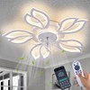 Ruibutrade Black Flower Modern CeilingFans with Lights, Low Profile Ceiling