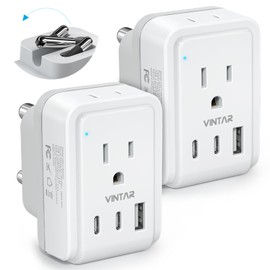 2 Pack South Africa Plug Adapter, VINTAR Foldable Type M Adapter for South Africa with 2 AC Outlets 3 USB Ports(2 USB C), Africa Travel Essentials for US to South Africa Namibia Nepal Malaysi