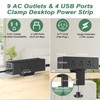 Desk Clamp Power Strip with USB C, Desk Surge Protector