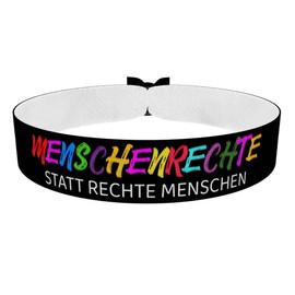 Menschenrechte statt rechte Menschen - Stoffarmband schwarz - Satin-Armband - Statement-Armband - Solidaritätsarmband - Unisex-Armband - Mode mit Message - Geschenk für Aktivisten