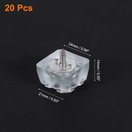 sourcing map 20 Pcs 0.94x0.55 Inch Square Rubber Furniture Feet with Screws, Washer, Non-Slip Furniture Floor Pads for Chair Table Sofa Couch Legs, Clear