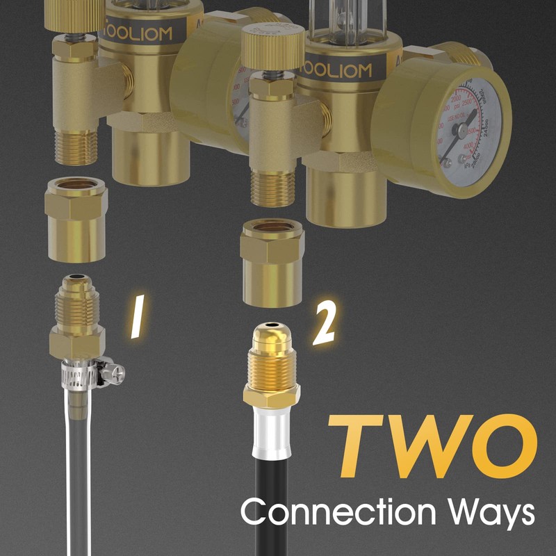 TOOLIOM CO2 Argon Flow Meter Gas Regulator Gauge with Gas