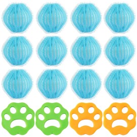 Ogetok 16 STÜCK Wäschekugeln Haustierhaarentferner für Waschmaschine, wiederverwendbarer Haustierfellfänger für Wäsche, Waschball Fusselentferner Haarfänger Reinigungswerkzeug für Bettwäsche Kleidung