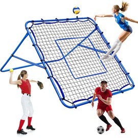 Winthai Volleyball Rebounder Net, Soccer Baseball Rebound Pitchback Net, 4x4ft Adjustable Target Practice Nets, Easy Setup Softball Bounce Back Trainer Equipment, Improve Sport Training Skills for Backyard Football Accessories Kit popper Sportsball