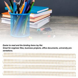 100pcs Total Spiral Binding Coil, 170 Sheets Capacity 4:1 Pitch and 48 Loops 360 Degree Rotation Wire Binding Spines for Size Paper of 8.5 x 11inch, Set Kit for A4 (Gold)