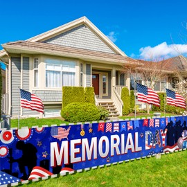 Large 9.8x1.6ft Memorial Day Banner, Memorial Day Decorations, Memorial Day Yard Decorations, Thank You Veterans Banner Memorial Day 4th of July Veterans Day Patriotic Decorations