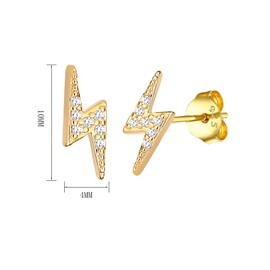 HinDaLi 2 Pairs Diamond Earrings for Women Lightning Bolt Earrings 925 Sterling Silver Stud Earrings Women Earrings Gold Earrings Set Men Earrings Small Silver Earrings Set Piercing Diamond Ear Studs