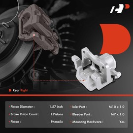 A-Premium Disc Brake Caliper Assembly with Bracket Compatible with Toyota Vehicles - Camry 2018-2024 - Rear Right Passenger Side