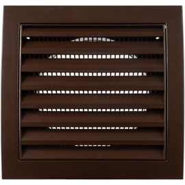 Vent Systems 4” Inch Brown Plastic Soffit Vent Cover – Heavy-Duty Louvered Exterior Dryer Vent Cover with Protective Mesh Screen – HVAC Exhaust Grille for Bathroom, Dryer, Garage