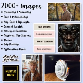 EggSun Vision Board Book 1200+ Vision Board Images & Quotes Magazine Collage Clip Art Book Supplies Kit for Adults, Collage Wall Art Book for Vision Board Beginners Manifestation（Men