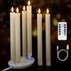 Rechargeable Flameless Taper Candles with Charging Station, 6 Pcs Real