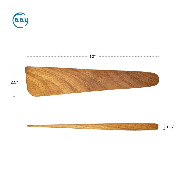 FAAY 10" Flat Wooden Spatula for Cast Iron, Egg Flipper,