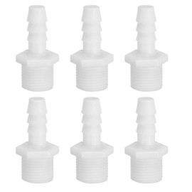 PATIKIL 6 Pack Plastic Hose Barb Reducer Fitting, 2/5" Barb x G1/2" Male Thread Adapter Connector Pipe Fitting Union for Gas Liquid Air Line Tubing Pipe
