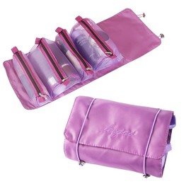 KAKKOII Neceser de viaje, bolsa de maquillaje enrollable, bolsas de cosméticos, con cuerda elástica, organizador de maquillaje para mujeres, cuidado personal, artículos de tocador, cosméticos, cepillos, Morado, Moderno