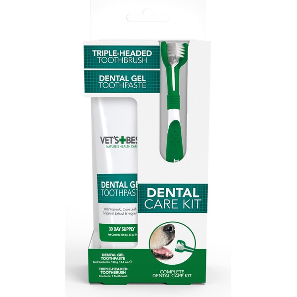 Vet’s Best Dog Toothpaste, Teeth Cleaning and Fresh Breath Dental Care Gel Kit