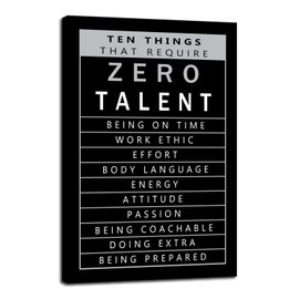 Inspirational Framed Canvas Wall Art Motivational Positive Entrepreneur Quotes Ten Things That Require Zero Talent Modern Home Office Decoration Artwork Paintings Stretch Ready to Hang[12" W X 18" H]