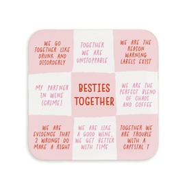 Manta Makes Best friend gifts - friendship wooden coaster for a special friend, best friend birthday gifts, bestie work friend gift, 21st 30th 40th 50th birthday gifts for women (Besties together)