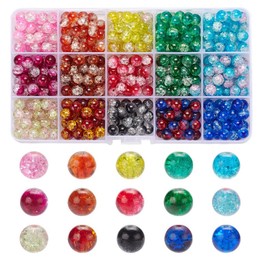 Huisipool 450pcs 15 Colors Glass Beads for Jewelry Making, 8mm Round Spacer Loose Beads Used for Bracelet Necklace Accessories