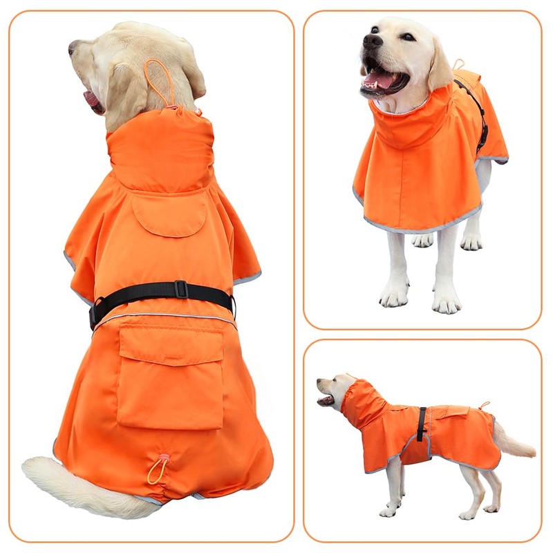 KOOGAL Dog Raincoat Waterproof Dog Rain Coat with Hoodile, Reflective