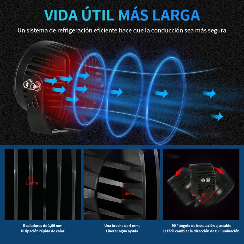 Par Faros Auxiliares De Redondos Led Niebla Jeep Wrangler Jk