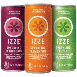 IZZE Sparkling Juice, 3 Flavor Variety Pack, Pack of 24, 8.4 oz Cans