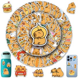 LISAPRO 100 Piezas Capibara Pegatinas de Vinilo, Pegatinas HD a Prueba de Agua, Estampas Decorativas de Alta Calidad HD, Etiqueta Engomada del Carpincho, para Laptop, Termos, Celulares, Guitarras