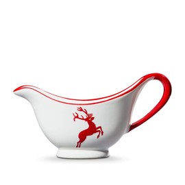 GMUNDNER KERAMIK Gravy Boat Capacity 0.2 Litres Ruby Red Deer Crockery Handmade in Austria