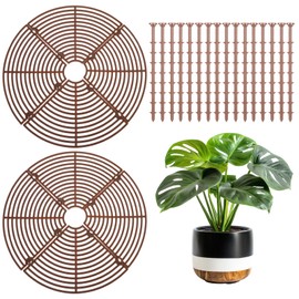 Bewudy 11.8 Inch Plant Pot Cover, 2 Pack Plant Covers from Animals with 16 Stakes, Indoor Plant Protector from Cats, Keep Cats Squirrels Out of Flower Pots for Indoor Outdoor Gardening(Coffee)