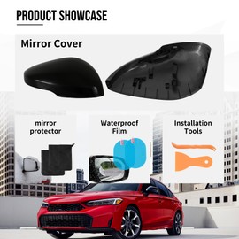 Passenger Side Mirror Cover with LED Turn Signal for Honda Civic 11th Gen 2022 2023 2024 2025,Right Side Rearview Mirror Cap Trim.(Glossy Black,With Light, Right Side)