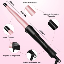 Rizador de Pelo Profesional, Moldeador Cabello de Cerámica 1 Tubo, Juego de Rizadora para Cabello con Guantes Peines y Clips, Calentamiento Rápido y Temperatura Ajustable, para Todo Tipo de Pelo